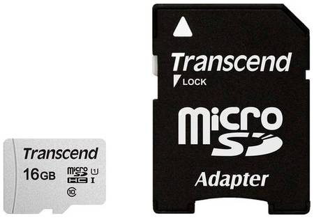 Карта памяти Transcend microSDHC 16 ГБ Class 10, V10, A1, UHS-I, R/W 95/10 МБ/с, адаптер на SD, 1 шт., серый 19848652861914