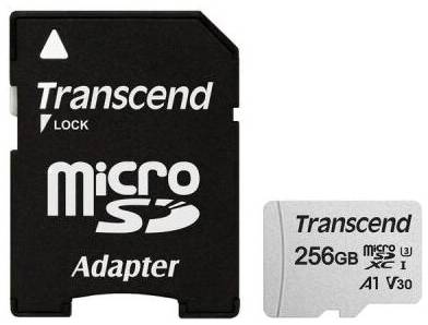 Карта памяти Transcend microSDXC 256 ГБ Class 10, V30, A1, UHS-I U3, R/W 100/40 МБ/с, адаптер на SD, 1 шт., серебристый 19848652878922