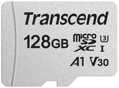Карта памяти Transcend microSDXC 128 ГБ Class 10, V30, A1, UHS-I U3, R/W 100/40 МБ/с, 1 шт., белый