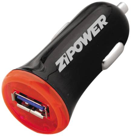Универсальное зарядное устройство ZIPOWER USB PORT (1A)CAR CHARGER WITH LED 19848674411140
