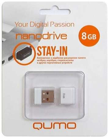 USB-накопитель Qumo 8GB, USB 2.0 (белый) 19848682624454