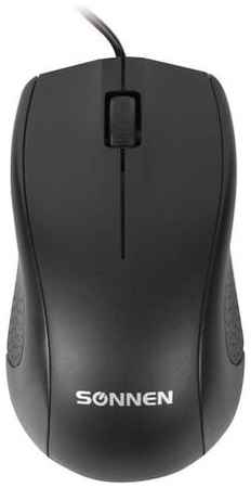 Мышь проводная SONNEN М-201, USB, 1000 dpi, 2 кнопки + колесо-кнопка, оптическая, черная, 512631 19848682880648