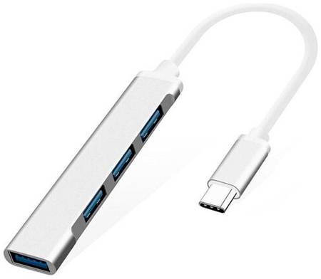 GSMIN USB концентратор/ USB разветвитель с type-c/ USB - хаб type-c 3xUSB 2.0 + USB 3.0 Серебристый 19848683336321