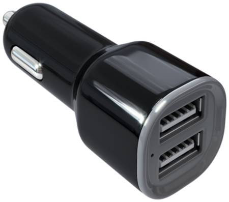 Зарядное устройство автомобильное, RED LINE AC-1A, кабель для IPhone (iPad) 1м, 2 порта USB, выходной ток 1 А, черное, УТ000012245