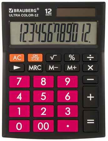 Калькулятор настольный BRAUBERG Ultra Color-12, черно-малиновый 19848703694667