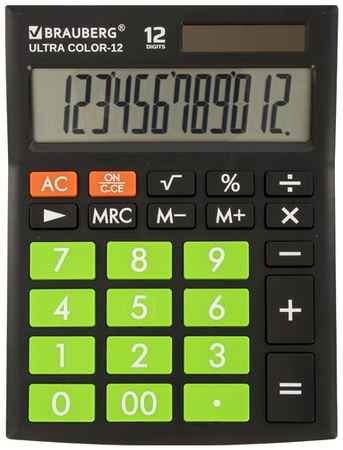 Калькулятор настольный BRAUBERG Ultra Color-12, черный/зеленый 19848709935157