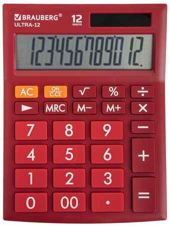 Калькулятор настольный BRAUBERG Ultra-12, бордовый
