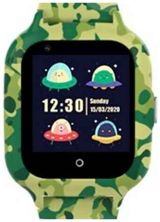 Детские смарт часы-телефон KT22s милитари Wonlex с GPS, видеозвонком, виброзвонком, камерой и 4G. Умные часы для детей Smart Baby Watch. Зелёные
