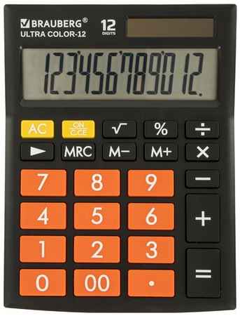 Калькулятор настольный BRAUBERG ULTRA COLOR-12-BKRG (192x143 мм), 12 разрядов, двойное питание, черно-оранжевый, 250499 19848721230791