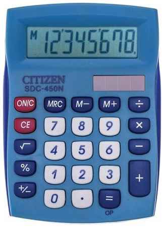 Калькулятор настольный CITIZEN SDC-450NBLCFS, компактный (120x87 мм), 8 разрядов, двойное питание, синий 19848721672086