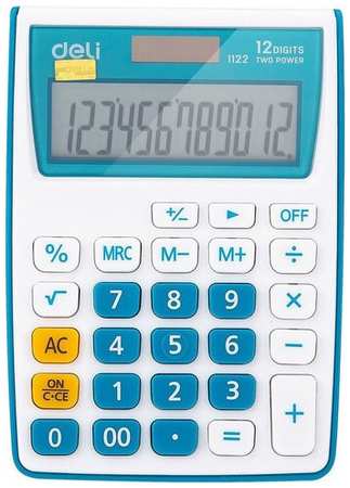 Настольный калькулятор Deli E1122/BLUE, 12-разрядный, синий 19848721673562