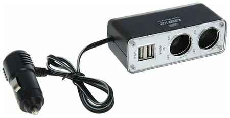 Разветвитель прикуривателя TORSO, 2 гнезда, 2 USB, 12/24 В, провод 65 см 19848721895360