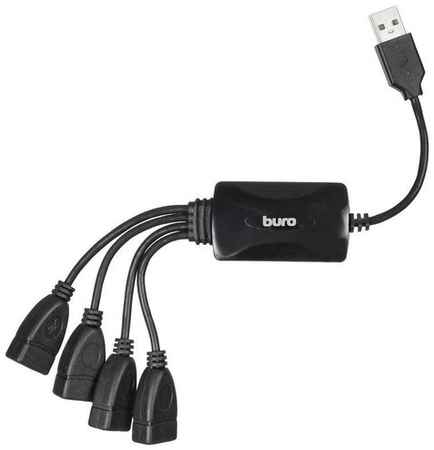 Разветвитель USB 2.0 Buro BU-HUB4-0.3-U2.0-Splitter 4 порта, черный 19848722322369
