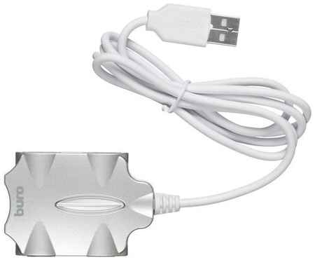 Разветвитель USB 2.0 Buro BU-HUB4-0.5-U2.0-Candy 4 порта, серебристый 19848722373537