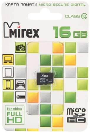 Карта памяти 16Gb - Mirex - Micro Secure Digital HC Class 10 13612-MC10SD16 (Оригинальная!) 19848726973308