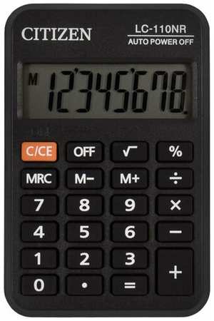 Калькулятор карманный CITIZEN LC-110NR, малый (89х59 мм), 8 разрядов, питание от батарейки, черный 19848730013274