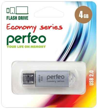 Накопитель USB 2.0 4гб Perfeo E01, серебристый 19848738058700