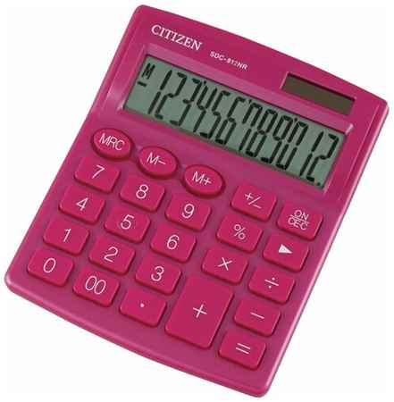CITIZEN Калькулятор настольный citizen sdc-812nrpke, компактный (124х102 мм), 12 разрядов, двойное питание, розовый 19848739599595