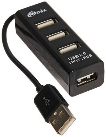 Хаб USB Ritmix CR-2402 USB 4-ports Black 19848749592929