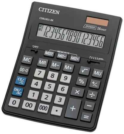Калькулятор настольный полноразмерный Citizen BusinessLine CDB1601-BK 16-разрядный черный 1 шт 19848756193970