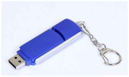 Выдвижная прямоугольная пластиковая флешка для нанесения логотипа (128 Гб / GB USB 3.0 Синий/Blue 040 Юсб флешка для школьников младших классов) 19848756338764