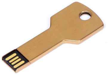 Металлическая флешка Ключ для нанесения логотипа (32 Гб / GB USB 2.0 Золотой/Gold KEY Flash drive модель 305 S) 19848756350171