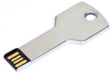 Металлическая флешка Ключ для нанесения логотипа (16 Гб / GB USB 2.0 /Silver KEY Flash drive ME004)