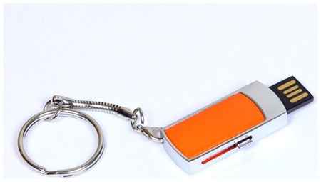 Металлическая выдвижная мини флешка для нанесения логотипа (32 Гб / GB USB 2.0 Оранжевый/Orange 401 Модель 555) 19848756351545