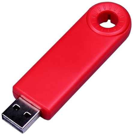 Классическая красная выдвижная пластиковая флешка с круглым отверстием (64 Гб / GB USB 2.0 Красный/Red 035R) 19848756352657