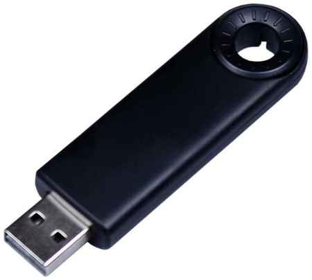 Centersuvenir.com Классическая черная выдвижная пластиковая флешка с круглым отверстием (64 Гб / GB USB 3.0 / 035BK)