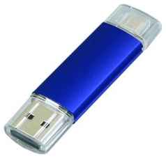 Centersuvenir.com Металлическая флешка OTG для нанесения логотипа (16 Гб / GB USB 2.0/microUSB Синий/Blue OTG 001 Flash drive) 19848756356512