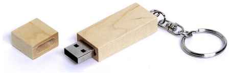 Прямоугольная деревянная флешка Woody с магнитным колпачком (4 Гб / GB USB 2.0 Белый/White Wood2 В подарок классу) 19848756357746