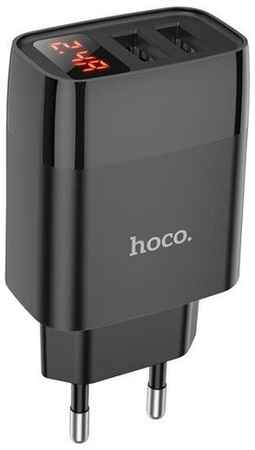 Зарядное устройство HOCO C86A LED экран, два порта USB, 5V, 2.4А, черный 19848756366358