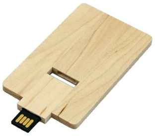 Centersuvenir.com Выдивижная флешка в виде деревянной карточки (32 Гб / GB USB 2.0 Белый/White Wood-Card1 визитка необычный сувенир к новому году) 19848756393295