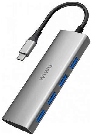 Хаб USB Wiwu Alpha 440 Type-C - 4xUSB 3.0 Grey 6973218930251 19848756800463