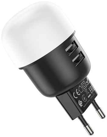 Сетевое зарядное устройство + ночник Hoco C87A Sparkle dual port night light charger
