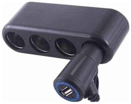 Разветвитель прикуривателя 4 гнезда + USB SKYWAY , предохранитель 10А, USB 1A, S02301015