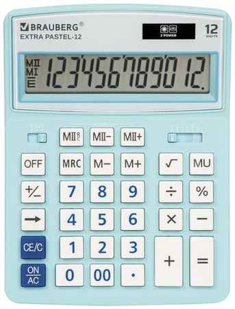 Калькулятор бухгалтерский BRAUBERG Extra Pastel-12, голубой 19848794808758