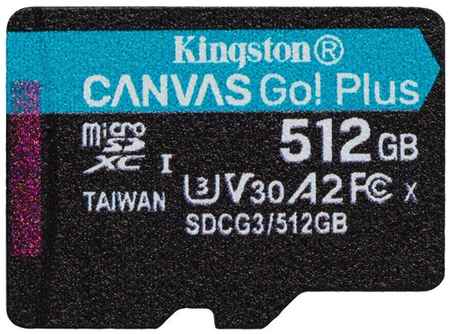 Карта памяти microSDXC UHS-I U3 Kingston Canvas Go! Plus 512 ГБ, 170 МБ/с, Class 10, SDCG3/512GBSP, 1 шт, без адаптера