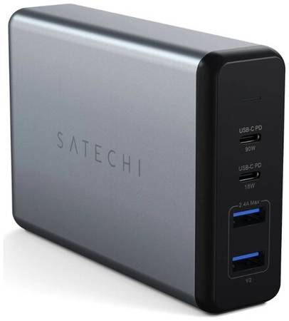 Быстрое зарядное устройство для телефона, планшета, смартфона/Сетевое зарядное устройство Satechi 108W Pro ST-TC108WM (для iPhone/iPad/Samsung/MacBook, зарядка 4-х устройств одновременно, Space )