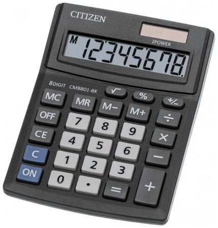 Калькулятор настольный Citizen компактный, Business, 8 разрядный, черный (SD-208) 19848821051383