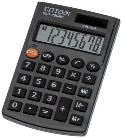 Калькулятор карманный Citizen SLD-200NR, 8 разр, двойное питание, 62*98*10мм, черный 19848823004519