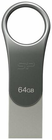 Флешка Silicon Power Mobile C80 64 ГБ, титаново-серый