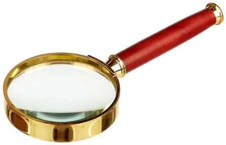 Комус Лупа классическая, увеличение х5, диаметр 50мм, золото с коричневой ручкой 19848848122372