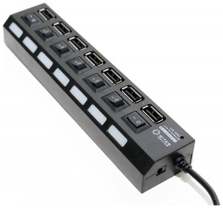 USB-концентратор 5bites HB27-203P, разъемов: 7, 100 см, черный 19848853484994