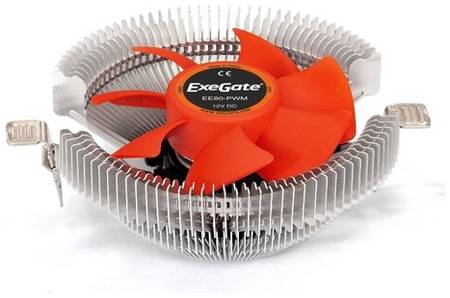 Кулер для процессора ExeGate EE80-PWM, серебристый/оранжевый 19848854888696