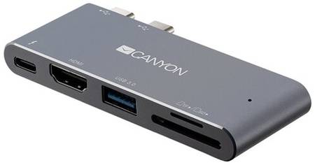 USB-концентратор Canyon 5-в-1 Thunderbolt 3 (CNS-TDS05DG), разъемов: 2, серый 19848866289814