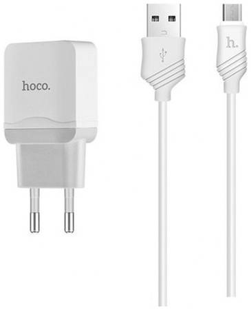 Сетевое зарядное устройство Hoco C22A Little Superior + кабель microUSB, белый 19848876487683
