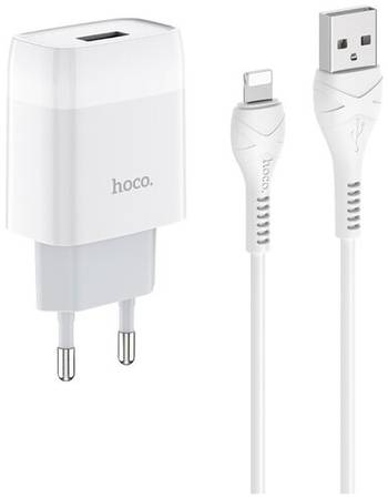 Сетевое зарядное устройство Hoco C72A Glorious + кабель Lightning, Global, белый 19848881336063