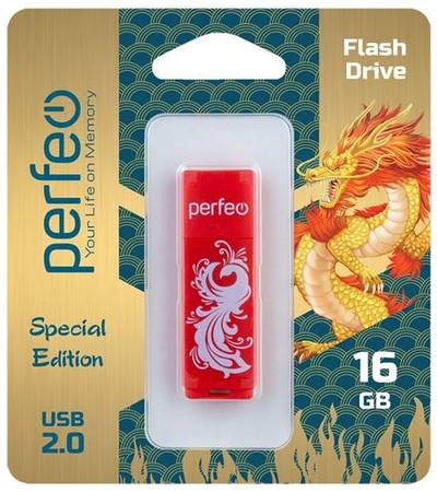 Флеш Perfeo USB 16GB C04 Red Phoenix 19848882057302
